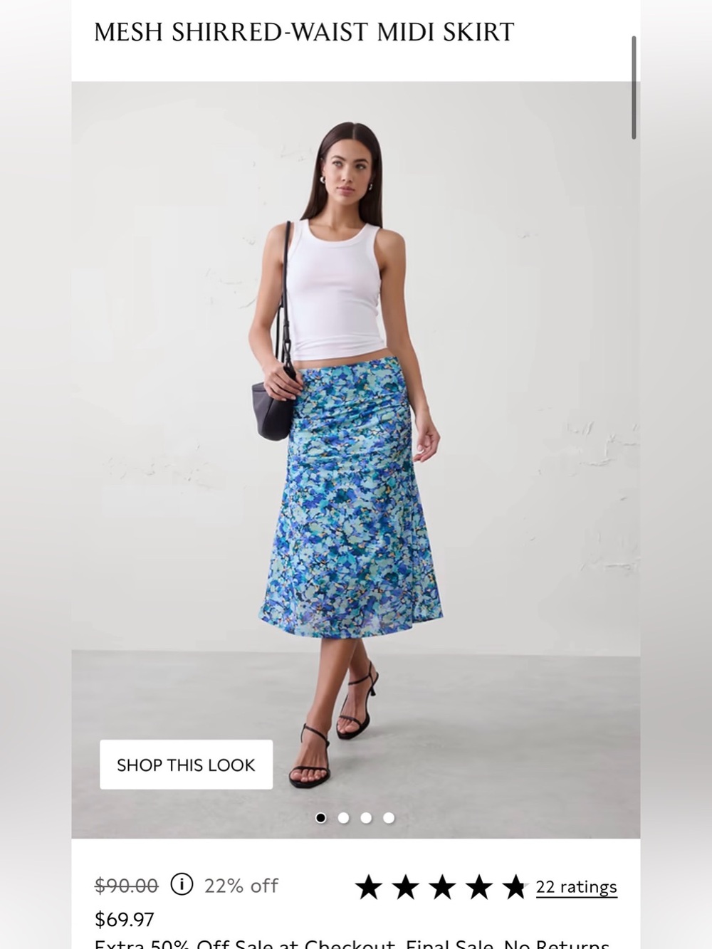 Banana Republic Mesh Shirred-Waist Midi Skirt